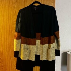 Colorblock Open Front Cardigan Sweater